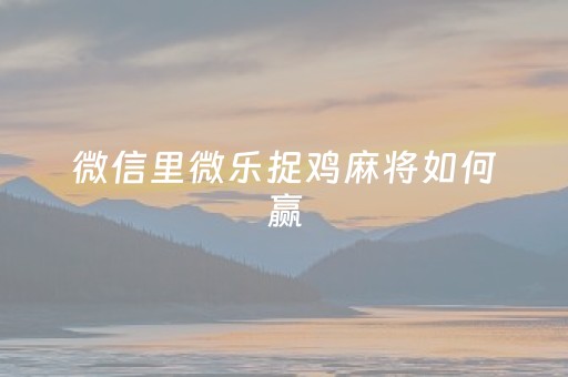 微信里微乐捉鸡麻将如何赢（微信微乐捉鸡麻将开挂神器怎么用）