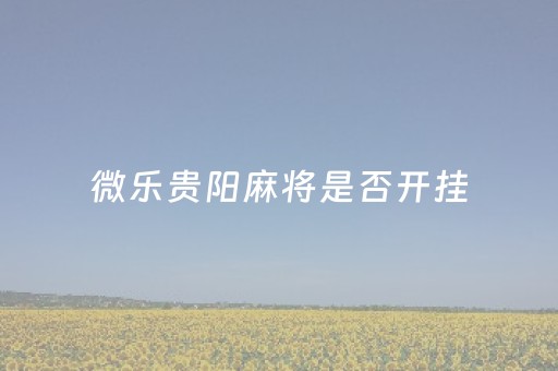 微乐贵阳麻将是否开挂（微乐贵阳麻将开挂神器）