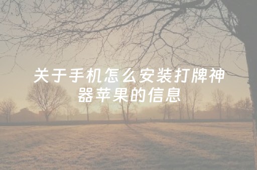 关于手机怎么安装打牌神器苹果的信息（打牌神器）