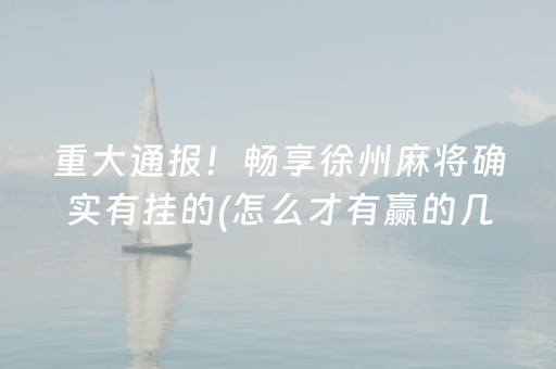 重大通报！畅享徐州麻将确实有挂的(怎么才有赢的几率)