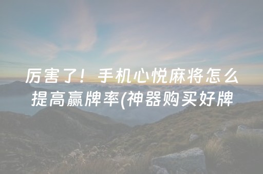 厉害了！手机心悦麻将怎么提高赢牌率(神器购买好牌规律)