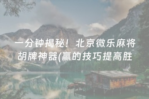 一分钟揭秘！北京微乐麻将胡牌神器(赢的技巧提高胜率)