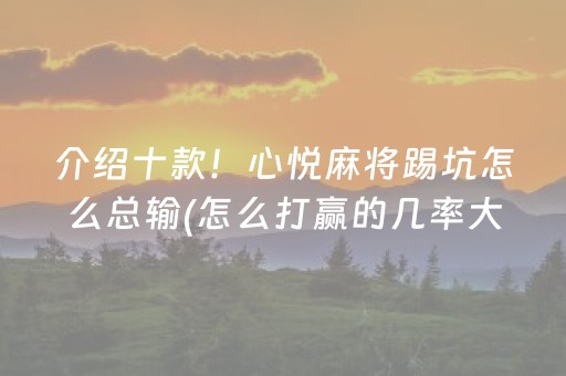 介绍十款！心悦麻将踢坑怎么总输(怎么打赢的几率大)