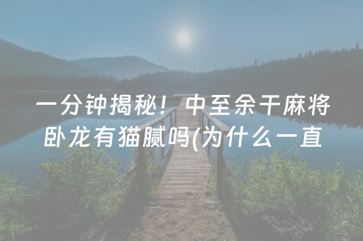 一分钟揭秘！中至余干麻将卧龙有猫腻吗(为什么一直输)