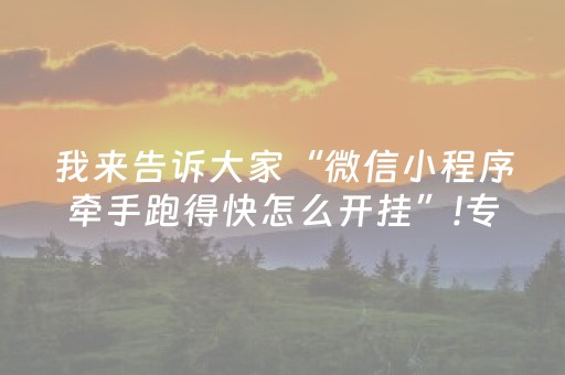 我来告诉大家“微信小程序牵手跑得快怎么开挂”!专业师傅带你一起了解（详细教程）-知乎