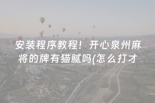 安装程序教程！开心泉州麻将的牌有猫腻吗(怎么打才会赢)