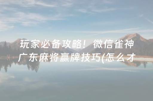 玩家必备攻略！微信雀神广东麻将赢牌技巧(怎么才有好牌)