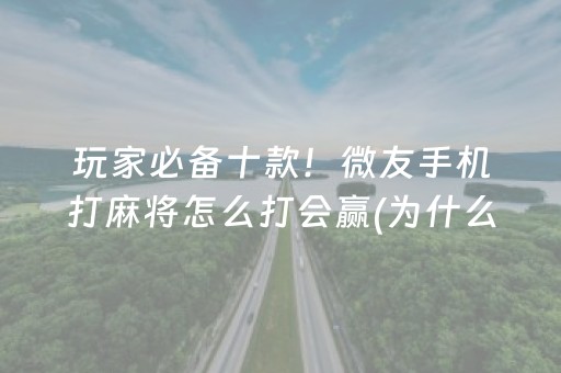 玩家必备十款！微友手机打麻将怎么打会赢(为什么老是输)