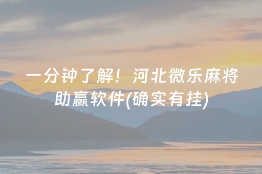 一分钟了解！河北微乐麻将助赢软件(确实有挂)