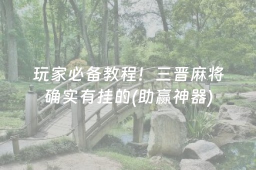 玩家必备教程！三晋麻将确实有挂的(助赢神器)