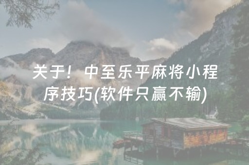 关于！中至乐平麻将小程序技巧(软件只赢不输)