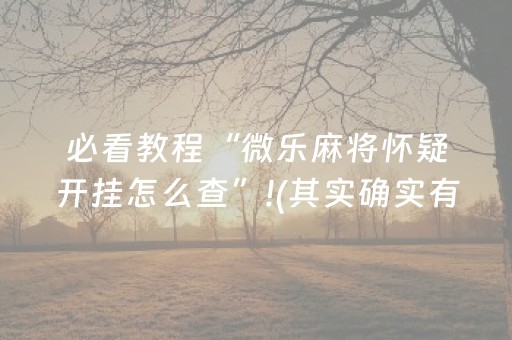 必看教程“微乐麻将怀疑开挂怎么查”!(其实确实有挂)-知乎