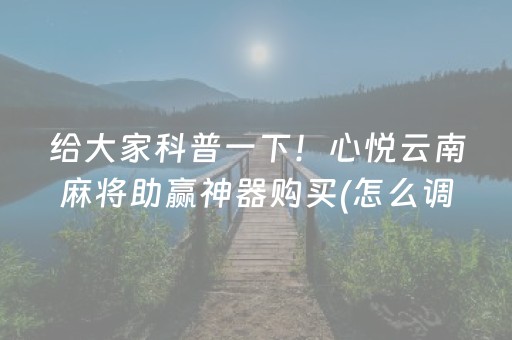 给大家科普一下！心悦云南麻将助赢神器购买(怎么调整胜率)