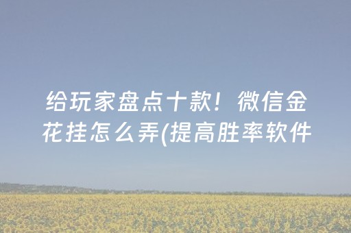 给玩家盘点十款！微信金花挂怎么弄(提高胜率软件)