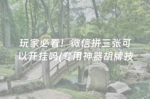 玩家必看！微信拼三张可以开挂吗(专用神器胡牌技巧)
