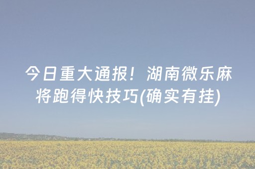 今日重大通报！湖南微乐麻将跑得快技巧(确实有挂)