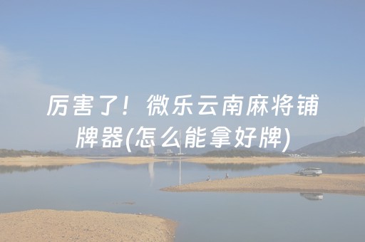 厉害了！微乐云南麻将铺牌器(怎么能拿好牌)