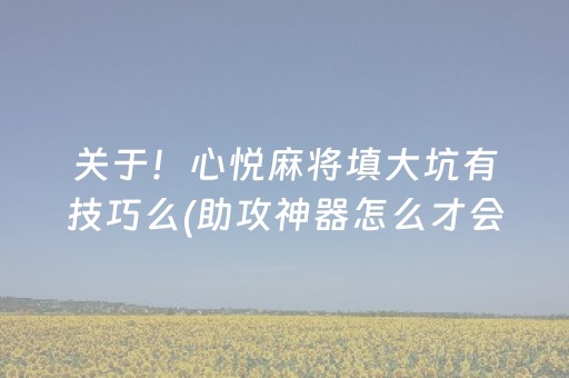 关于！心悦麻将填大坑有技巧么(助攻神器怎么才会赢)