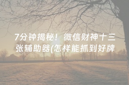 7分钟揭秘！微信财神十三张辅助器(怎样能抓到好牌)