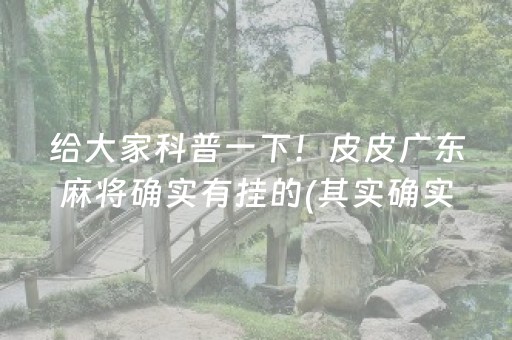 给大家科普一下！皮皮广东麻将确实有挂的(其实确实有挂)