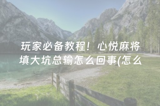 玩家必备教程！心悦麻将填大坑总输怎么回事(怎么赢的几率大)