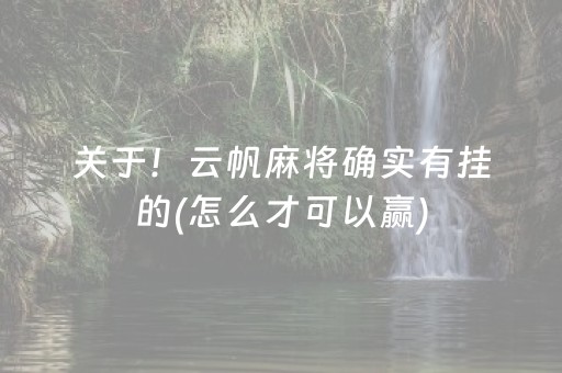 关于！云帆麻将确实有挂的(怎么才可以赢)