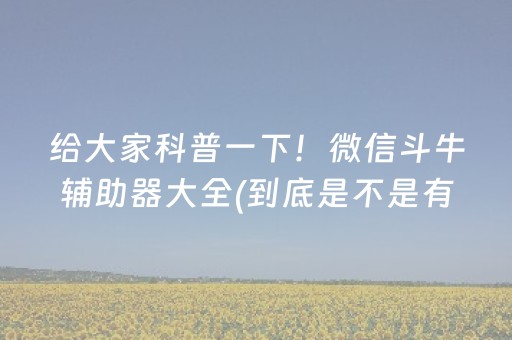 给大家科普一下！微信斗牛辅助器大全(到底是不是有挂)