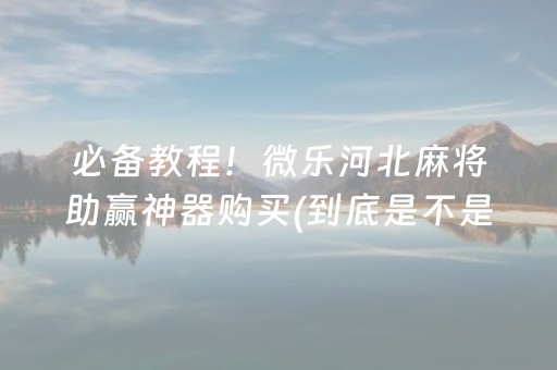 必备教程！微乐河北麻将助赢神器购买(到底是不是有挂)