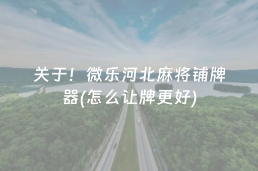 关于！微乐河北麻将铺牌器(怎么让牌更好)