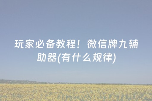 玩家必备教程！微信牌九辅助器(有什么规律)