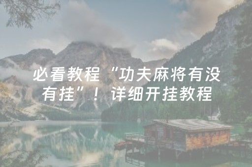 必看教程“功夫麻将有没有挂”！详细开挂教程（确实真的有挂)-知乎