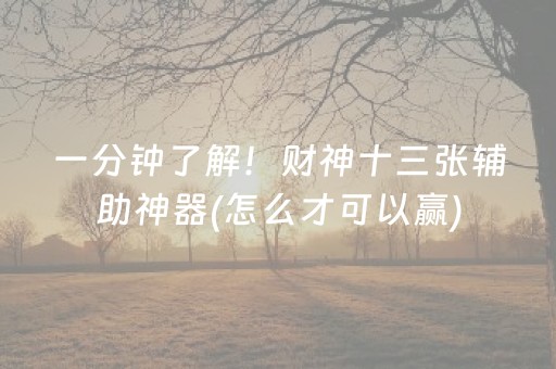 一分钟了解！财神十三张辅助神器(怎么才可以赢)