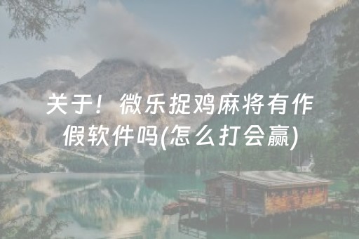 关于！微乐捉鸡麻将有作假软件吗(怎么打会赢)