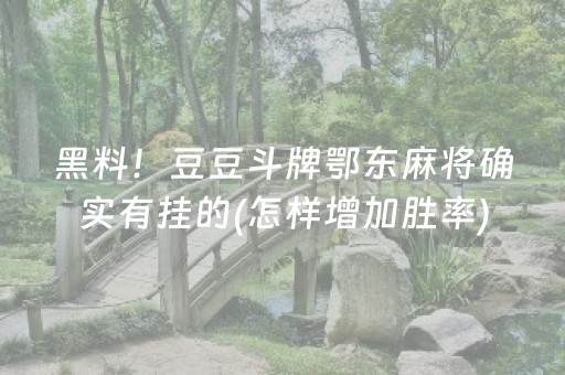 黑料！豆豆斗牌鄂东麻将确实有挂的(怎样增加胜率)