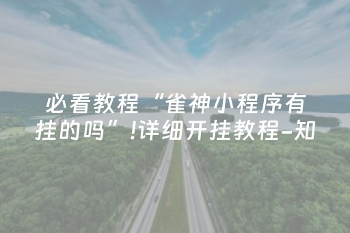 必看教程“雀神小程序有挂的吗”!详细开挂教程-知乎