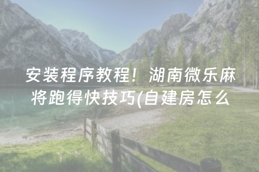 安装程序教程！湖南微乐麻将跑得快技巧(自建房怎么赢)