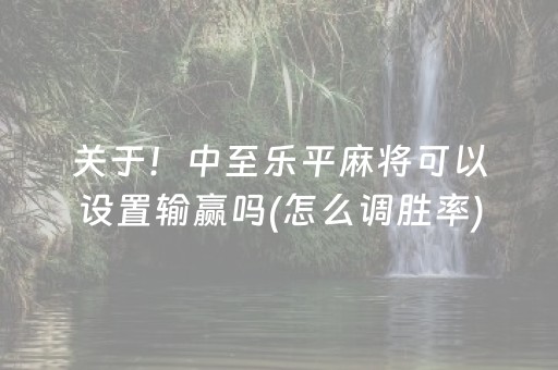 关于！中至乐平麻将可以设置输赢吗(怎么调胜率)