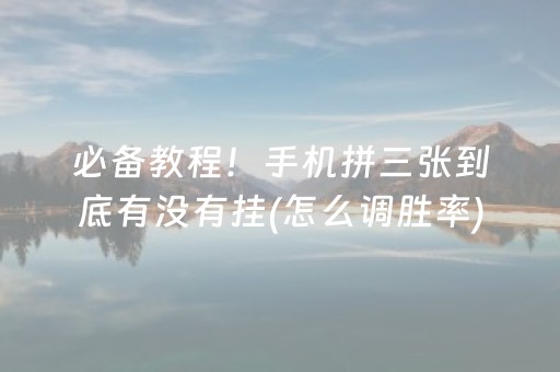 必备教程！手机拼三张到底有没有挂(怎么调胜率)