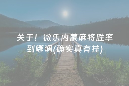 关于！微乐内蒙麻将胜率到哪调(确实真有挂)