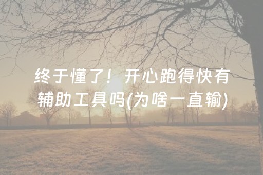 终于懂了！开心跑得快有辅助工具吗(为啥一直输)