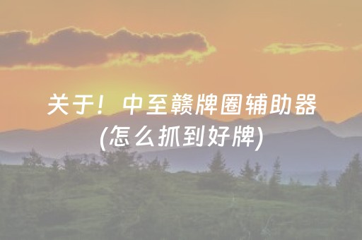 关于！中至赣牌圈辅助器(怎么抓到好牌)