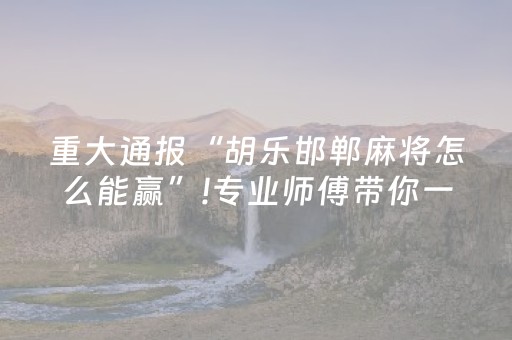 重大通报“胡乐邯郸麻将怎么能赢”!专业师傅带你一起了解（详细教程）-知乎