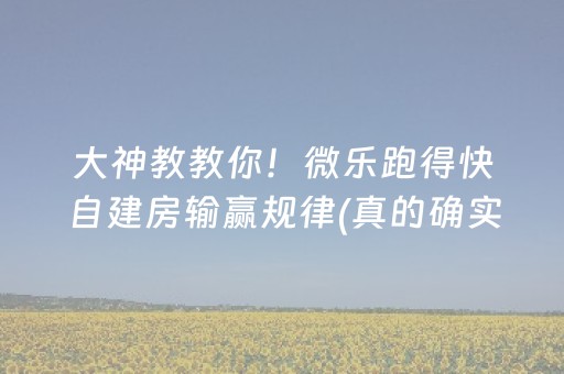 大神教教你！微乐跑得快自建房输赢规律(真的确实是有挂)