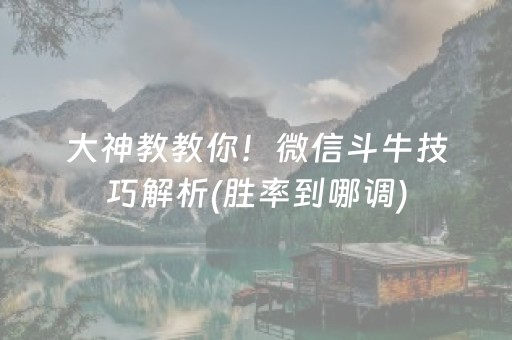 大神教教你！微信斗牛技巧解析(胜率到哪调)
