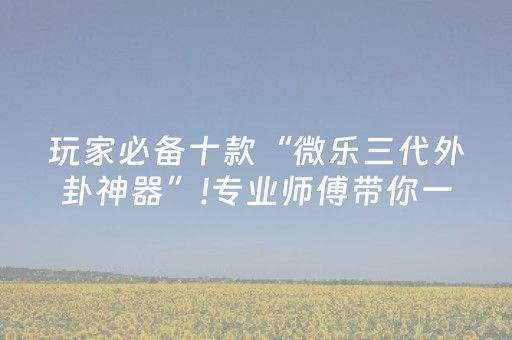 玩家必备十款“微乐三代外卦神器”!专业师傅带你一起了解（详细教程）-知乎