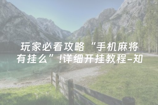 玩家必看攻略“手机麻将有挂么”!详细开挂教程-知乎