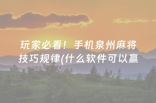 玩家必看！手机泉州麻将技巧规律(什么软件可以赢)