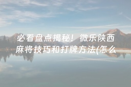 必看盘点揭秘！微乐陕西麻将技巧和打牌方法(怎么来好牌)