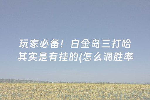 玩家必备！白金岛三打哈其实是有挂的(怎么调胜率)