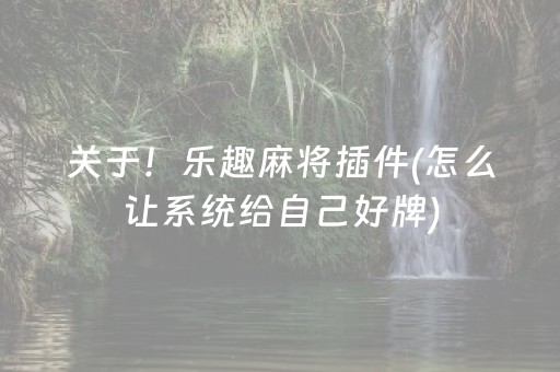 关于！乐趣麻将插件(怎么让系统给自己好牌)